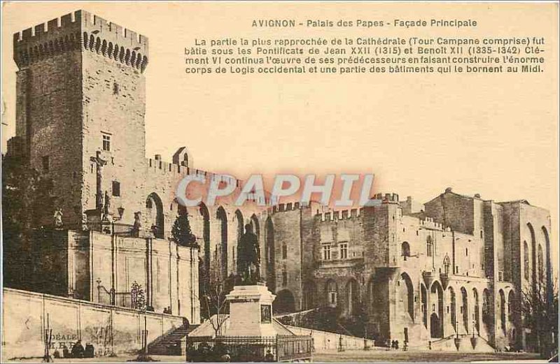 Old Postcard Avignon - Palace of the Popes Fa�ade Main