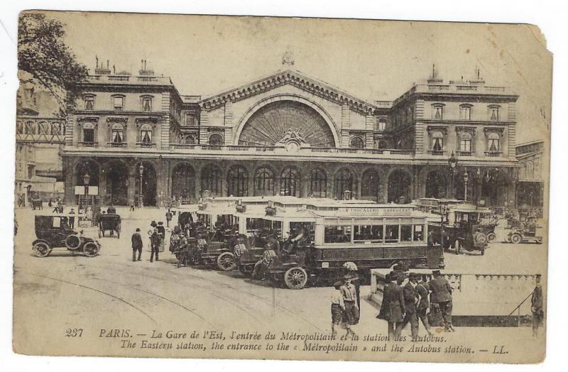 Estimated 1920s France, Paris Train & Bus Station Photo Postcard  (NN155)