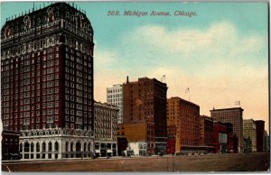 View Looking Down Michigan Ave Chicago IL c1912 Vintage Postcard X35