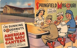 J26/ Springfield Missouri Postcard Linen Service Men War Canteen Comic 85