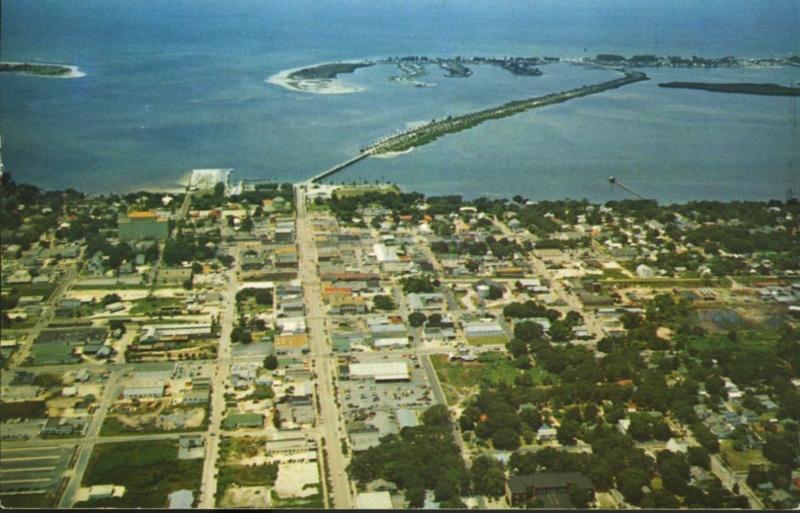 Clearwater FL Florida Aerial View Causeway To Beach Postcard E1