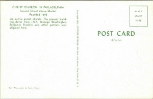 Christ Church Philadelphia Parish Interior VTG Postcard UNP Unused Chrome