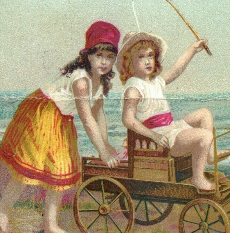 1880s E.F. Moore The March-Brownback Stove Co. Beach Scene Children Wagon #5C