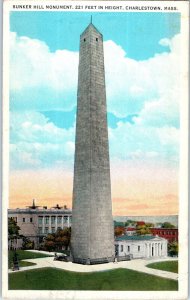 Bunker Hill Monument Charlestown Massachusetts Postcard