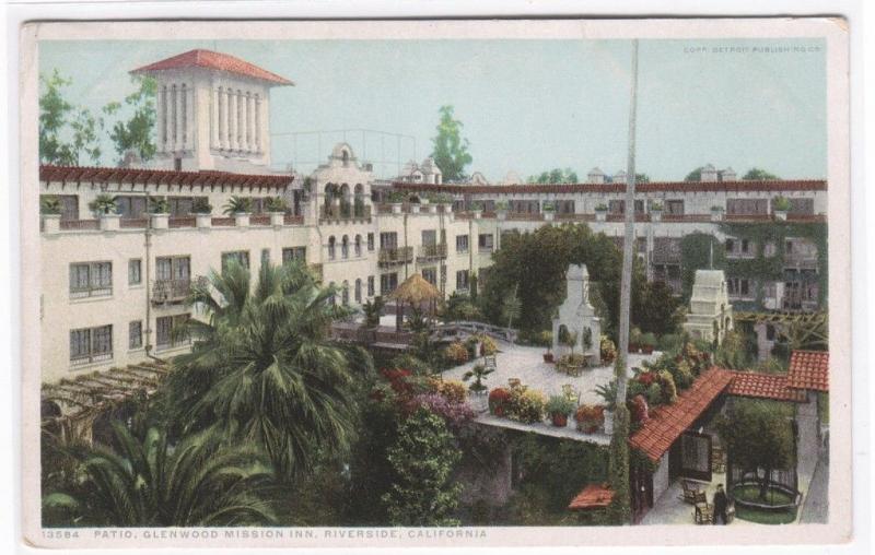 Patio Glenwood Mission Inn Riverside Los Angeles California 1910c postcard