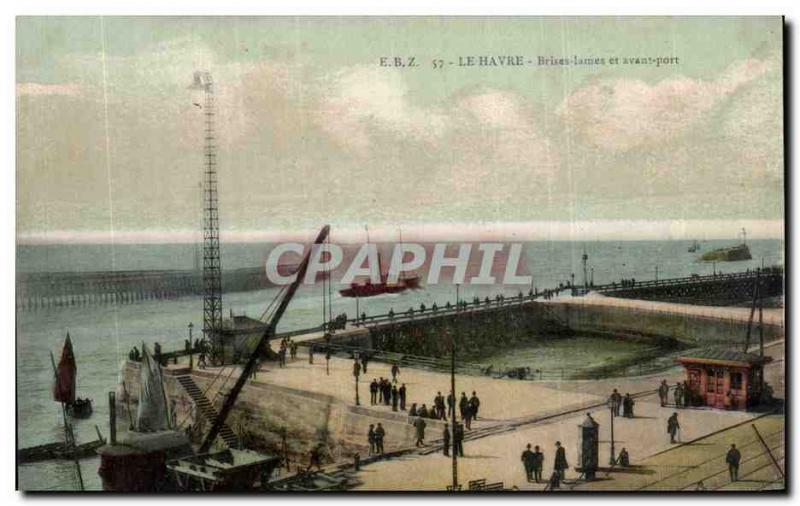 Old Postcard Le Havre breezes blades and outer harbor