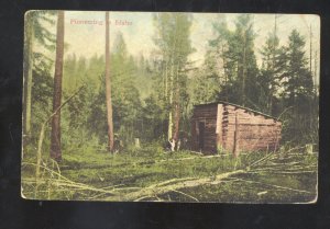 PIONEERING IN IDAHO LOG CABIN VINTAGE POSTCARD BOIXE BESSIE ELSTON KANSAS CITY