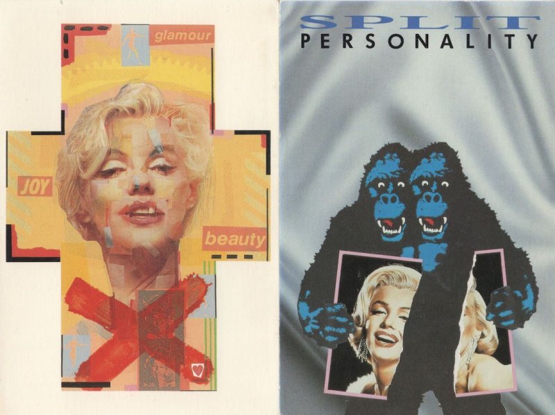 Marilyn Monroe Split Personality Gorilla Comic 2x Postcard s