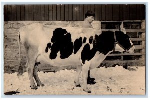 1910 Cow Farm Farmer View DeRuyter New York NY RPPC Photo Unposted Postcard