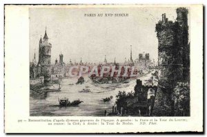 Old Postcard Paris In the sixteenth Century door and turn the Louvre La Cite ...