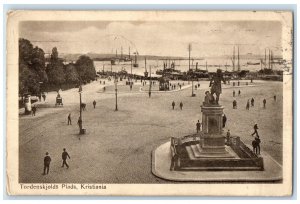 1912 Monument Beach Ship Tordenskjolds Plads Christiania Denmark Postcard 