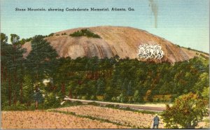 Vtg 1940s Stone Mountain Confederate Memorial Atlanta Georgia GA Linen Postcard