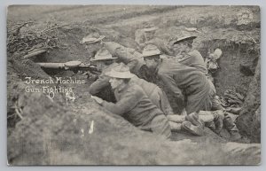 Military~French Machine Gun Fighting B&W Card~Vintage Postcard 