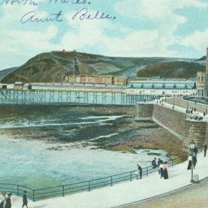 Vintage Edwardian postcard Aberystwyth Wales promenade and pier