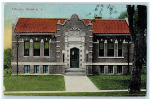 c1910's Front View Of Library Building Osceola Iowa IA Unposted Antique Postcard