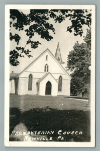 NEWVILLE PA PRESBYTERIAN CHURCH ANTIQUE REAL PHOTO POSTCARD RPPC