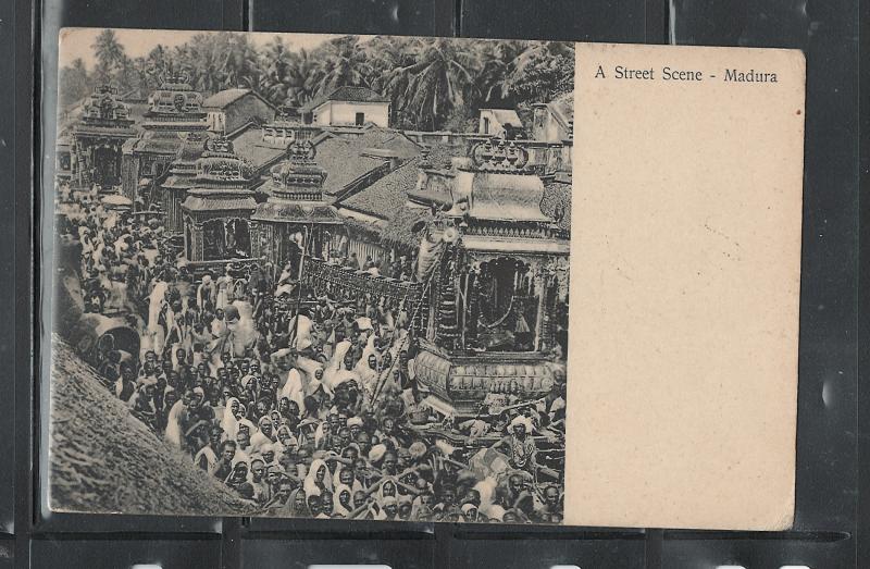 INDIA, MADURA, 1911, STREET SCENE MAILED TO FLORENCE,ARRIVED IN FIRENZE,ITALY