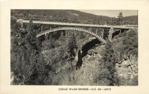 RPPC Postcard Cedar Wash Bridge US 60 Cedar Canyon Navajo County AZ