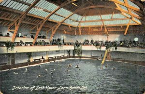 LONG BEACH CALIFORNIA-INTERIOR OF BATH HOUSE~CHARLTON PUB 1910 POSTMARK POSTCARD