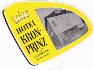 Germany Gottingen Hotel Kron-Prinz Vitage Luggage Label sk3281