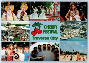 1960 Traverse City Michigan Postcard Cherry Festival Fun-Filled Event Capital