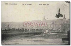 Postcard Old Paris Crue of the Seine Pont du Carrousel January 27, 1910