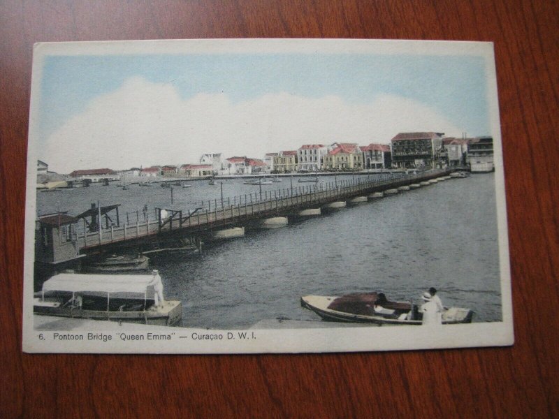 Danish West Indies Postcard Pontoon Bridge Queen Emma Curacao DWI Unused