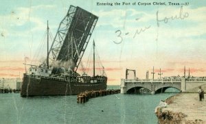 Postcard Early View of Ship entering Port of Corpus Christi, TX.    P4