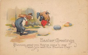 Easter Greetings USA Rabbit Writing on back 