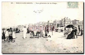 Old Postcard Malo les Bains Vue Generale de la Plage ane Donkey