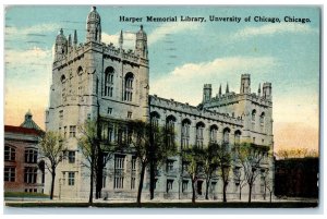 1915 Harper Memorial Library University Of Chicago Building Chicago IL Postcard