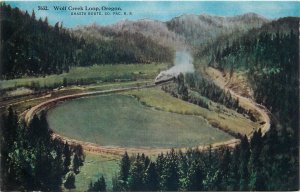 United States Oregon Wolf Creek Loop Shasta Route train railroad scenic postcard