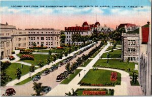 Looking East from Engineering Building, University of KS Lawrence Postcard C67