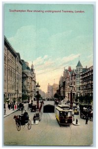 c1910 Southampton Row Showing Underground Trolley Car London Unposted Postcard