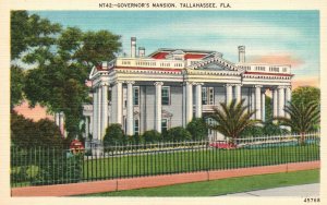 Vintage Postcard Governor's Mansion Tallahassee Florida Asheville Post Card Pub.