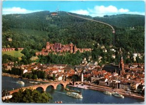 View of the mountain railway and the Königstuhl and television tower - Germany