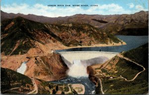 Vtg 1940s Arrow Rock Dam Boise Idaho ID Linen Postcard