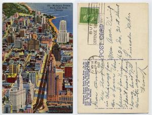 Postcard used, Michigan Avenue, Chicago