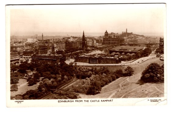 Real Photo, Edinburgh from the Castle Rampart, Scotland, Used 1953