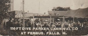 Fergus Falls MINNESOTA RPPC c1910 HIGH DIVER Diving Act PARKER CARNIVAL CIRCUS