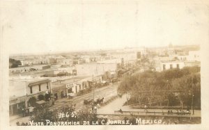 Postcard RPPC C-1910 Mexico Juarez Vista Panoramic De La Street Scene 23-12373