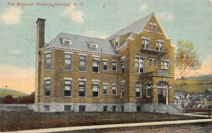 Oneonta, NY New York  FOX MEMORIAL HOSPITAL  Otsego County 1911 Vintage Postcard