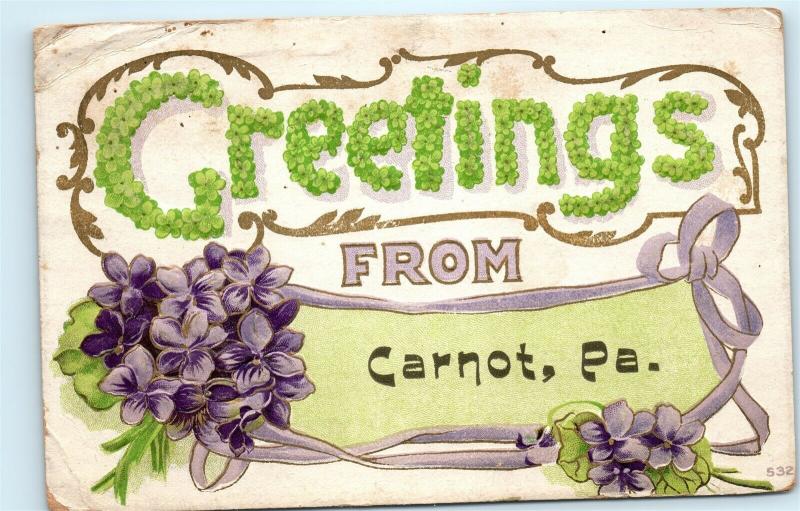 Greetings from Carnot PA Carnot Moon Coraopolis Vintage Postcard D91