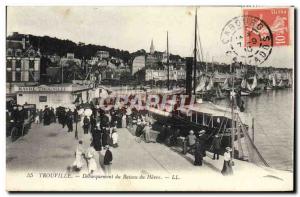 Old Postcard Trouville Unloading the boat Havre