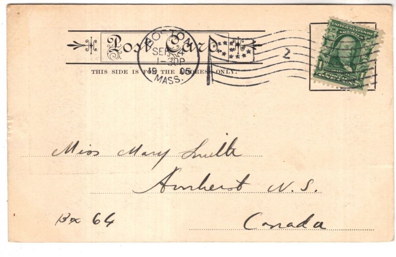 Harvard Yard, Cambridge, Massachusetts, Used 1905 Flag Cancel