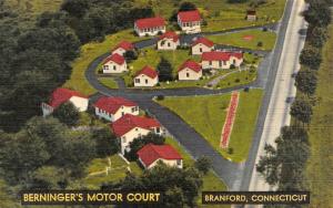 BRANFORD, CT Connecticut  BERNINGER'S MOTOR COURT New Haven Co  c1940's Postcard