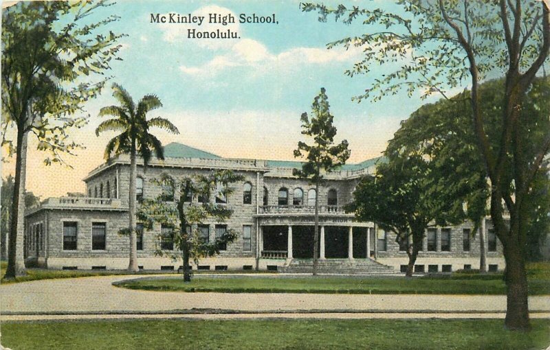 Honolulu Hawaii McKinley High School occupational roadside Postcard 24-7973