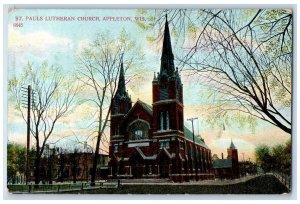 1909 St. Pauls Lutheran Church Chapel Exterior Field Appleton Wisconsin Postcard 