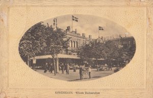 Kobenhavn Wivels Restauration Bicycle Old Denmark Postcard