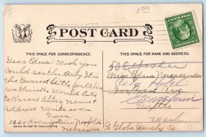 Norfolk Nebraska NE Postcard Stork Baby Weighed The First Time c1910's Antique